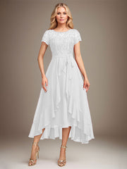 Asymmetrical Sequin Mother of Bride Dress with Appliques