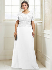 A-line Scoop Floor-Length Lace Chiffon Mother of the Bride Dress With Sequins