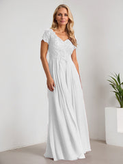 A-Line V-Neck Floor-Length Chiffon Mother of the Bride Dress