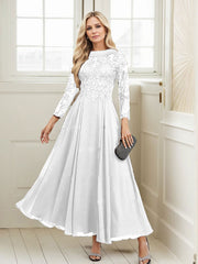 A-Line Scoop Neck Ankle-Length Chiffon Mother Of The Bride Dresses With Lace