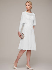 A-line/Princess Sleeveless Knee-Length Chiffon Mother of the Bride Dress With Jacket Appliqued Beading