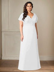 A-Line V-Neck Lace Chiffon Mother of the Bride Dress