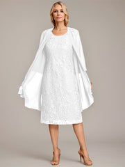 A-line Scoop Knee-Length Lace Mother of the Bride Dress With Sequins