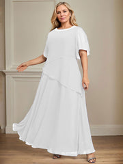 A-line Scoop Ankle-Length Chiffon Mother of the Bride Dress With Beading