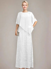 Sheath/Column Scoop Floor-Length Chiffon Lace Mother of the Bride Dress With Sequins Beading