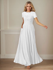 A-Line Boat-neck Sequins Chiffon Mother of the Bride Dress