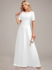 A-Line Round Neck Sequin Mother of Bride Dress With Appliques