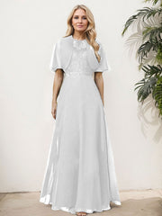 Sheath/Column Chiffon Mother Of The Bride Dresses With Appliques Lace