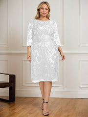 Sheath/Column Scoop Knee-Length Lace Mother of the Bride Dress