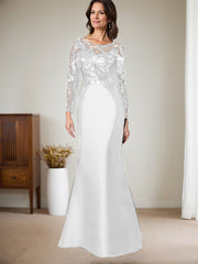 Scoop Neck Long Sleeves Floor-Length Satin/Sequined Mother Of The Bride Dresses