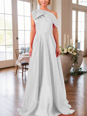 A-Line One-Shoulder Sleeveless Satin Mother Of The Bride Dresses With Bow