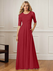 A-Line Square Neck Floor-Length Chiffon Mother of the Bride Dress
