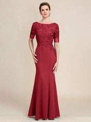 Grey Blue Mermaid Floor Length Chiffon Mother of Bride Dress With Appliques