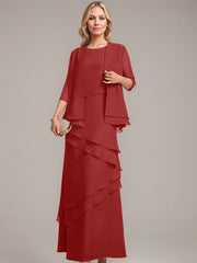 Sheath/Column Scoop Floor-Length Chiffon Mother of the Bride Dress