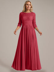 A-Line Scoop Floor-Length Chiffon Mother of the Bride Dress