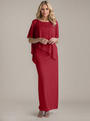 Sheath Scoop Floor-Length Beaded Mother of the Bride Dress