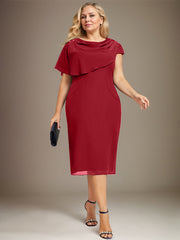 Sheath/Column Scoop Knee-Length Chiffon Mother of the Bride Dress With Beading