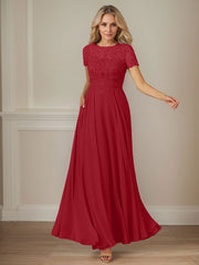 A-Line Boat-neck Sequins Chiffon Mother of the Bride Dress