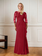 A-Line Floor-Length Scoop Chiffon Mother of Bride Dress