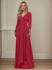 A-Line V-Neck Floor-Length Chiffon Mother of the Bride Dress