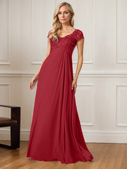 A-Line V-Neck Floor-Length Chiffon Mother of the Bride Dress