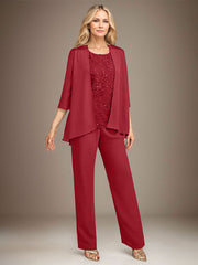 Stormy 3 Piece Long Mother of the Bride Pant Suits with Appliques