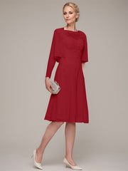 A-line/Princess Sleeveless Knee-Length Chiffon Mother of the Bride Dress With Jacket Appliqued Beading