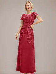 Sheath/Column Scoop Illusion Floor-Length Lace Chiffon Mother of the Bride Dress With Sequins