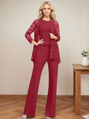 Jumpsuit/Pantsuit Scoop Neck Elastic Satin Mother Of The Bride Dresses