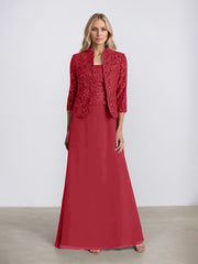 Sheath/Column Square Neck Floor-Length Chiffon Mother of the Bride Dress