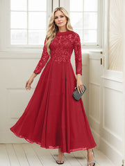 A-Line Scoop Neck Ankle-Length Chiffon Mother Of The Bride Dresses With Lace