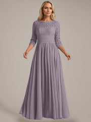 A-Line Scoop Floor-Length Chiffon Mother of the Bride Dress