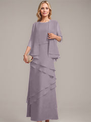 Sheath/Column Scoop Floor-Length Chiffon Mother of the Bride Dress