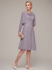 A-line/Princess Sleeveless Knee-Length Chiffon Mother of the Bride Dress With Jacket Appliqued Beading