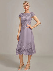Dusty Rose A-Line Tea-Length Mother of the Bride Dress With Sequins