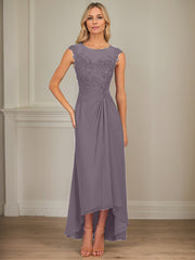 A-Line Scoop Asymmetrical Chiffon Mother of the Bride Dress