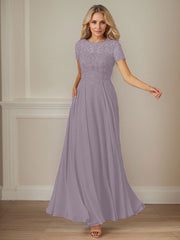 A-Line Boat-neck Sequins Chiffon Mother of the Bride Dress