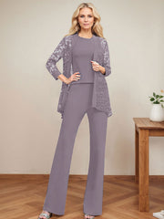 Jumpsuit/Pantsuit Scoop Neck Elastic Satin Mother Of The Bride Dresses