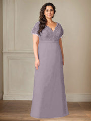 A-Line V-Neck Lace Chiffon Mother of the Bride Dress