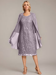 A-line Scoop Knee-Length Lace Mother of the Bride Dress With Sequins