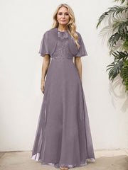 Sheath/Column Chiffon Mother Of The Bride Dresses With Appliques Lace