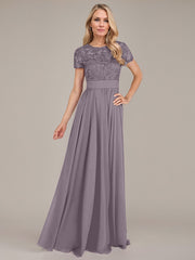 A-Line Scoop Floor-Length Chiffon Mother of the Bride Dress
