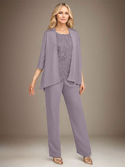 Stormy 3 Piece Long Mother of the Bride Pant Suits with Appliques