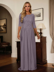 A-Line Scoop Floor-Length Chiffon Mother of the Bride Dress