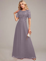 A-Line Round Neck Sequin Mother of Bride Dress With Appliques