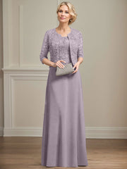 Sheath/Column Lace(Non-Stretch)/Chiffon(Non-Stretch) Mother Of The Bride Dresses With Lace