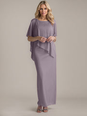 Sheath Scoop Floor-Length Beaded Mother of the Bride Dress