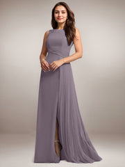 A-Line Scoop Floor-Length Sequins Chiffon Mother of the Bride Dress