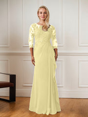 A-Line Floor-Length Scoop Chiffon Mother of Bride Dress
