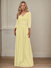A-Line V-Neck Floor-Length Chiffon Mother of the Bride Dress